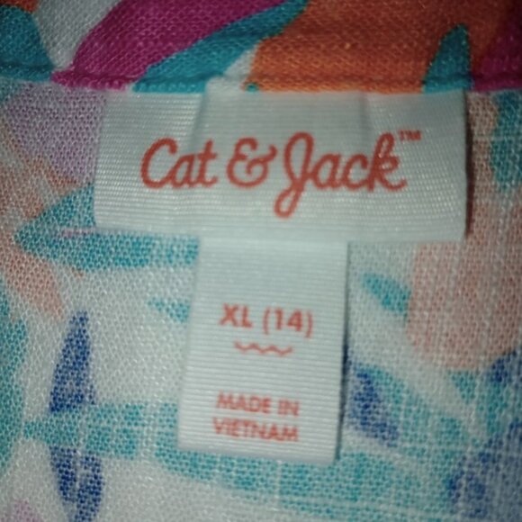 Girls' Short Sleeve Button-Down Linen Blend Shirt - Cat & Jack XL NWT - Picture 5 of 6